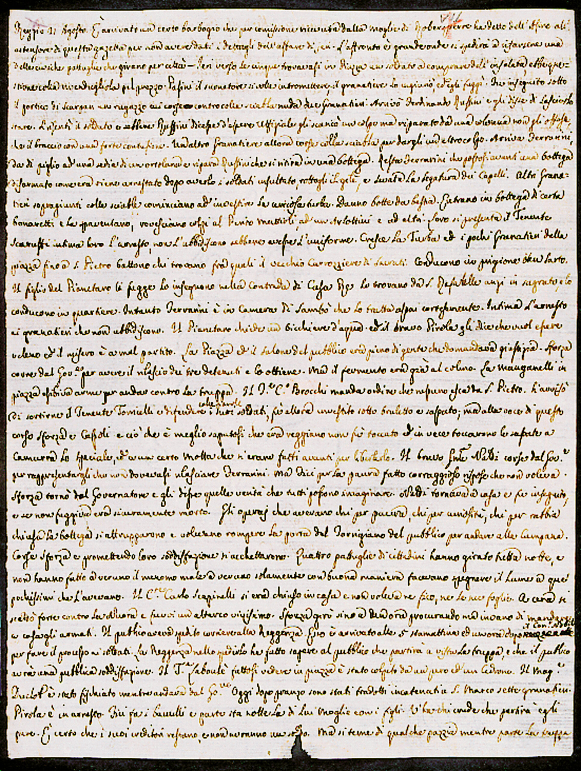 Filippo RE. Lettera alla cognata Caterina Busetti Re - Reggio, 21 agosto 1796