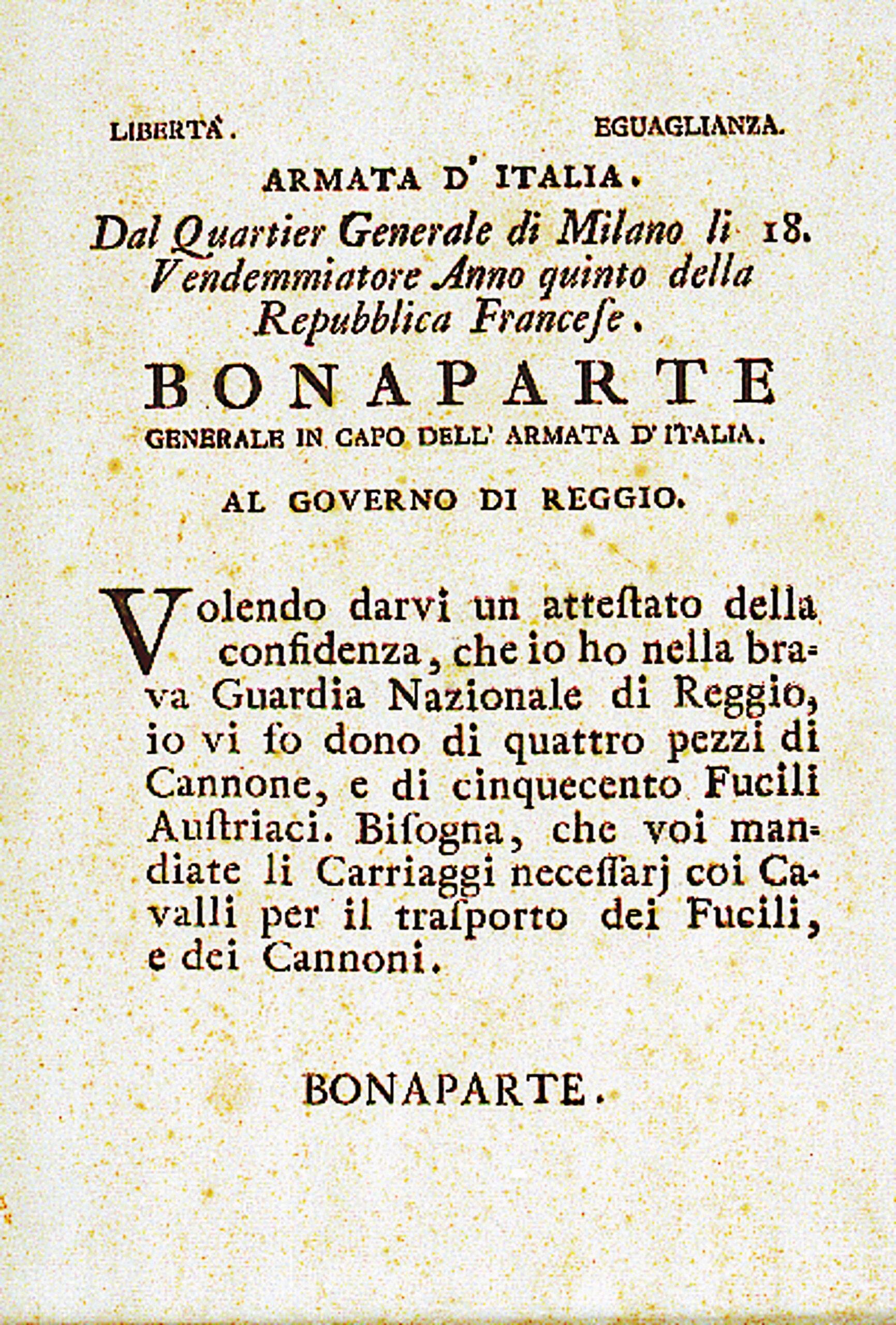 Bonaparte al Governo di Reggio