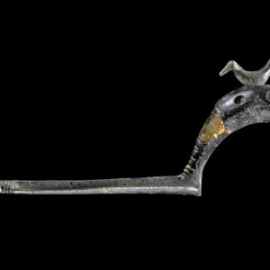 Fibula a sanguisuga in bronzo con volatile sull'arco, Sant'Ilario d'Enza, sepolcreto nel terreno Baldi, tomba 5, Reggio Emilia, Musei Civici / Museo “Gaetano Chierici” di Paletnologia. Foto © Carlo Vannini